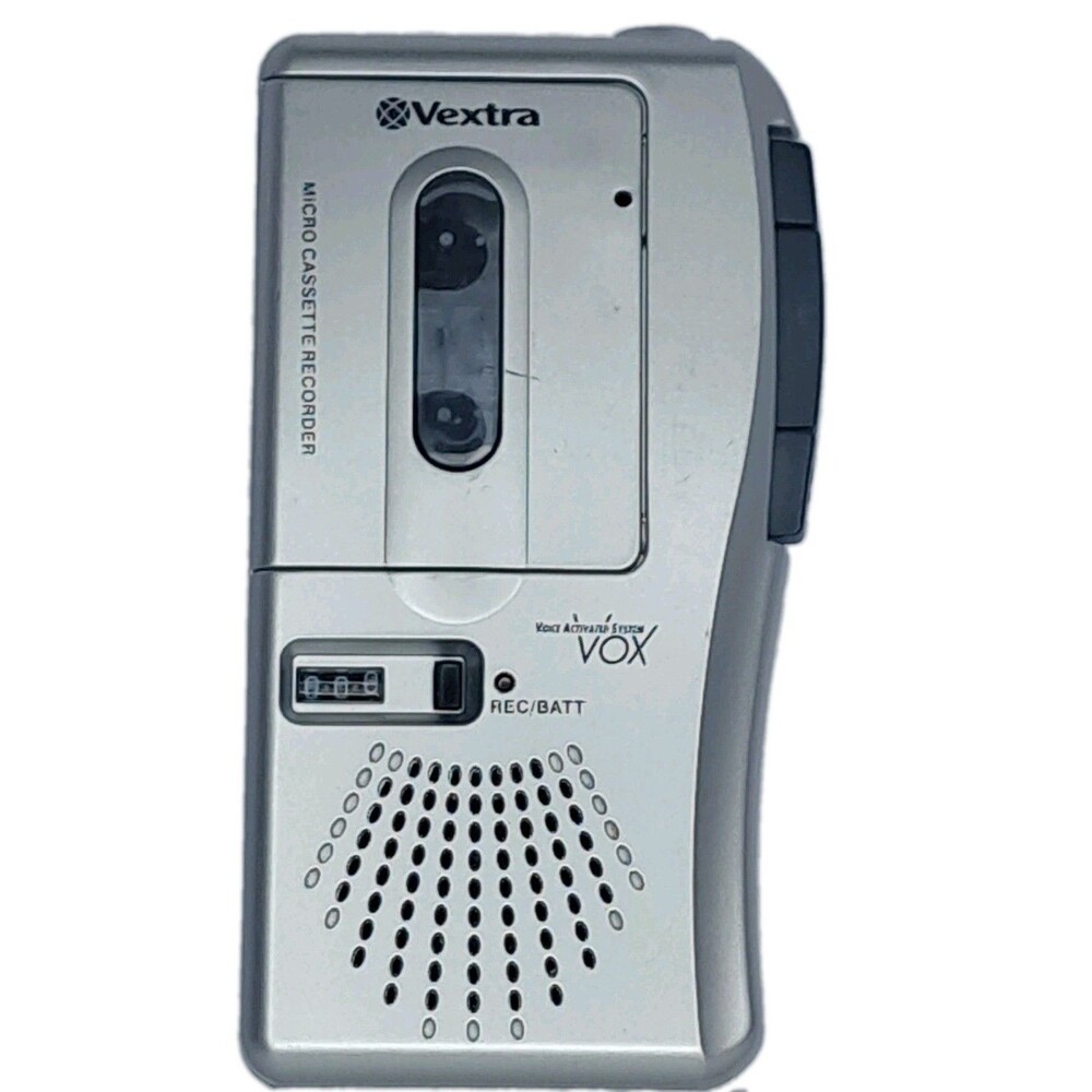 Vintage Vextra Micro Cassette Recorder VX631 Silver Voice Memo Dictation Tested